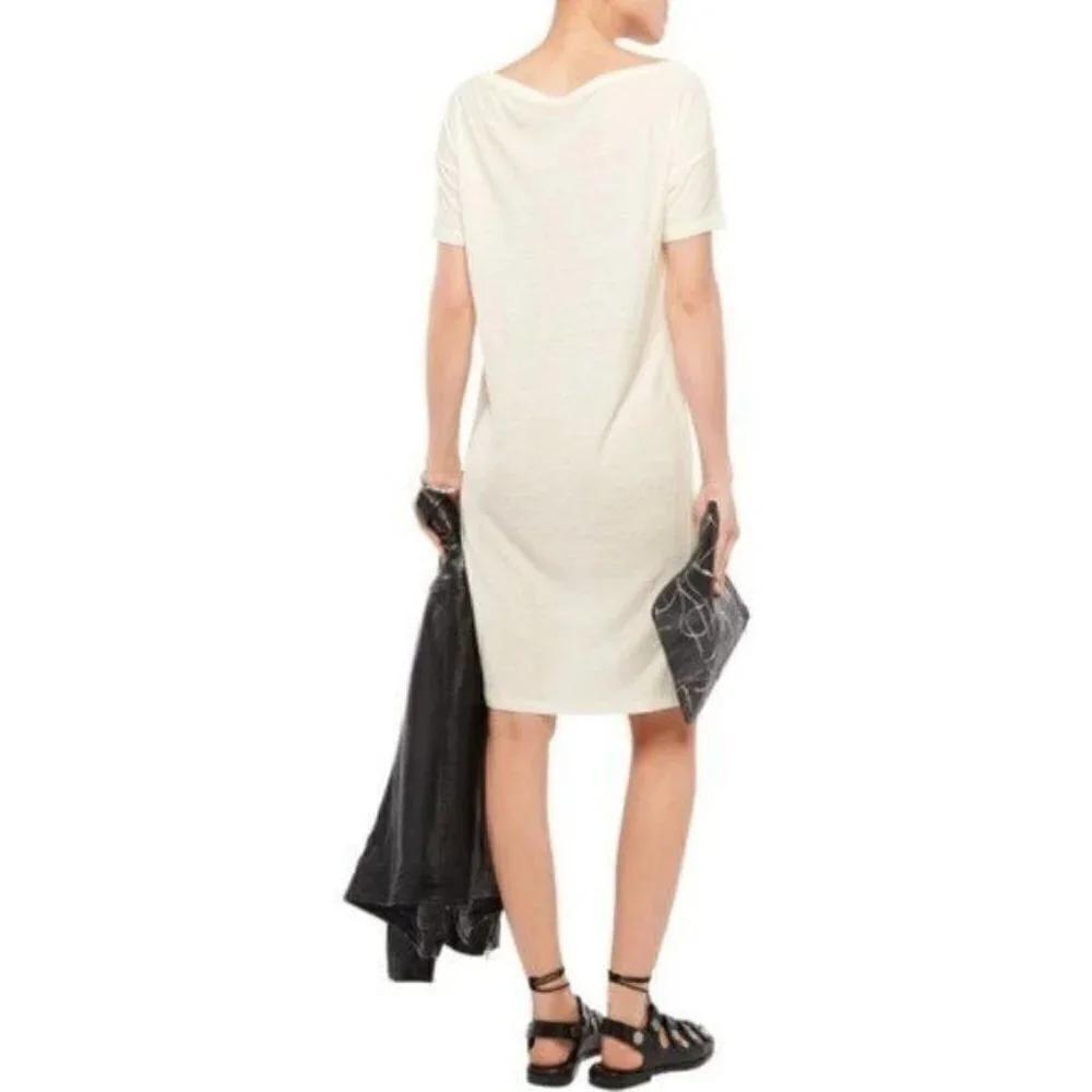 Alexander Wang Tan Cream Striped Textured Short Sleeve Tee Shirt Dress Size XS
